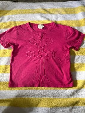 Gucci Kids Hot Pink Embroidered Logo Tee